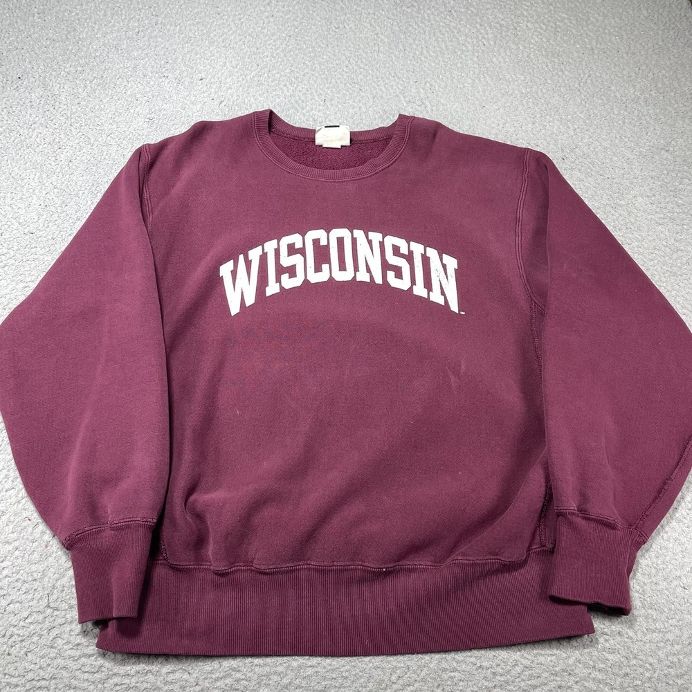 Vintage Wisconsin Badgers Sweatshirt‎ Mens XL Red NCAA Football Lee Crewneck